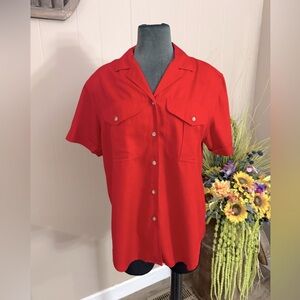 VTG White Stag • Rayon Cuff Sleeve Button Front Blouse